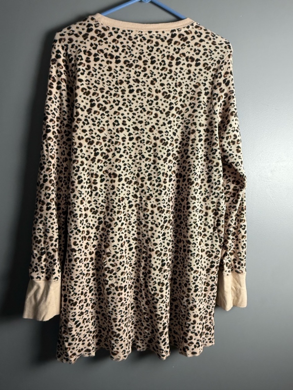 Victoria's Secret Long Sleeve Leopard Print Thermal Waffle Nightgown Womens XL - Picture 2 of 4